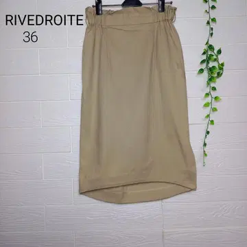 RIVEDROITE 펜슬 스커트 36 베이지 코튼 허리밴딩
