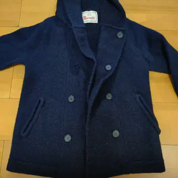 Muo made 후드 부착 네이비 울 코트