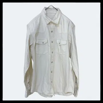 1968 GU 지유 [ M ] 긴팔 데님 웨스턴 셔츠 면 100% 화이트
