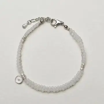 [ S925 순은 x 천연 화이트 수정 ] 이중 체인 매트 텍스처 팔찌