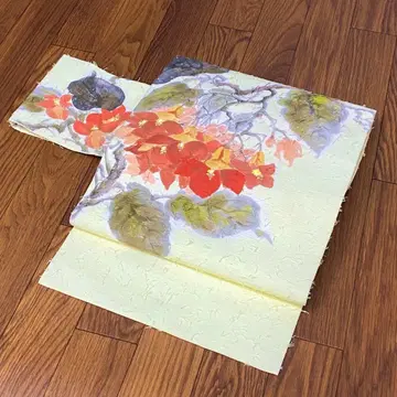 히게츠무기 9촌 나고야 오비 손그림 꽃 무늬