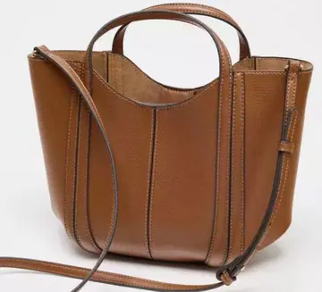 ZARA 자라 스티치 미니 시티 백 브라운 숄더 자라 토트