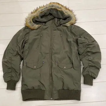 남성용 퍼 자켓 밀리터리 카키