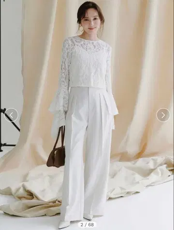 미드웨이트 투 턱 와이드 팬츠 화이트 xs 아뉴앙스