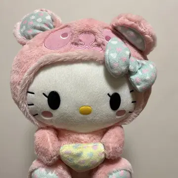 헬로키티 봉제 인형 곰 후드 부착 약 30cm