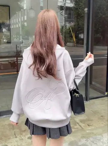 택 포함 An MILLE 엠보싱 로고 후드티 핑크