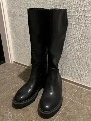 LOWRYSFARM 롱 부츠 블랙 사이드 지퍼 부착 L