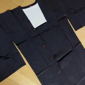 순수 실크 도교 검은 먹색에 빨간색 펜슬 스트라이프