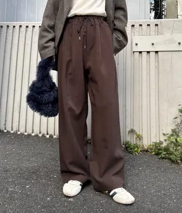 차오패닉 브라운 와이드 팬츠 드로우 스트링