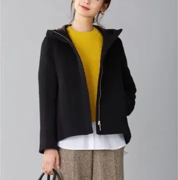 쿠미쿄쿠 울 숏코트 블랙 후드 M 아우터 새상품급