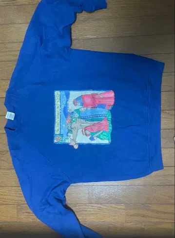 파랑 라메 믹스 그래픽 맨투맨