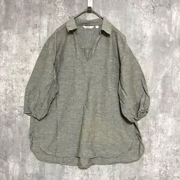 UNIQLO V넥 스키퍼 린넨 셔츠 얇은 소재 심플 깔끔함