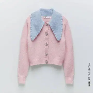 ZARA 젬 버튼 니트 가디건 핑크 S