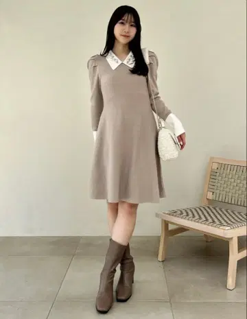 오너먼트 카라 니트 원피스 dazzlin