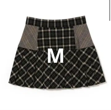 andmary Coco check pleats skirt black M