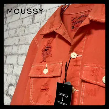 [ 미사용 ] MOUSSY 마우지 데님 자켓 데미지 가공
