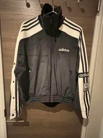 adidas 플리스 자켓 블랙/화이트 3선 라인 M 사이즈