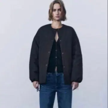 ZARA 워터 레펠런트 퀼팅 자켓 네이비 오버 사이즈