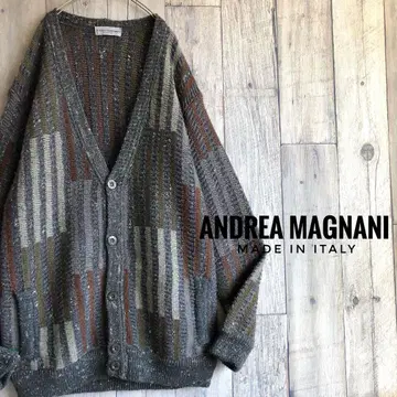 올드 이탈리아제 Andrea Magnani 올 패턴 니트 가디건