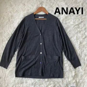 [ 새상품급 ] ANAYI 아나이 가디건 그레이 심플 모 100% 38