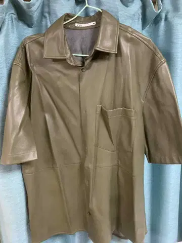 ZARA 올리브 그린 반팔 셔츠 M