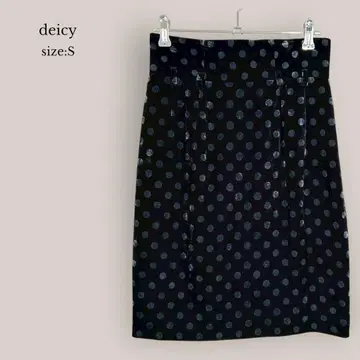 deicy 타이트 스커트 벨로아 원단 도트 무늬 올 패턴 무릎 기장