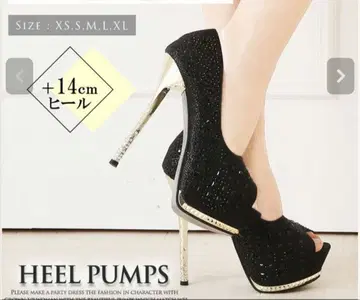 비쥬 장식 오픈토 하이힐