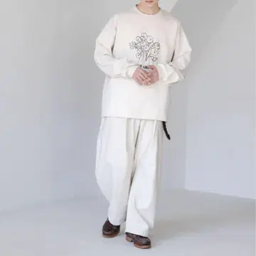 화이트 12온스 데님 커브 팬츠