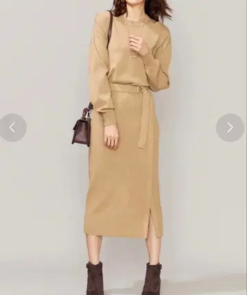 쿠미쿄쿠 Oggi 콜라보 셋업 니트 리브 타이트 스커트 워셔블