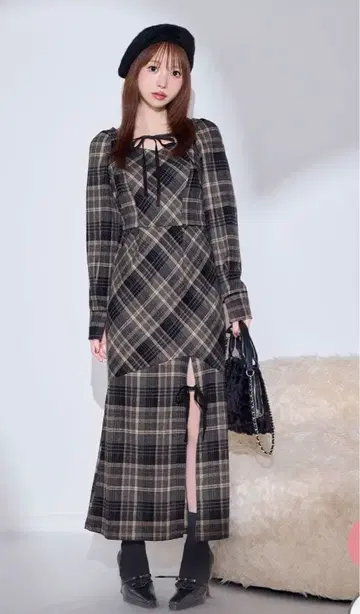 미셸 마카롱 볼레로 set 체크 머메이드 원피스 XS