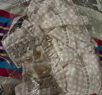 리즈리사 사다리 리본 체크 티어드 치마바지 핑크 정품