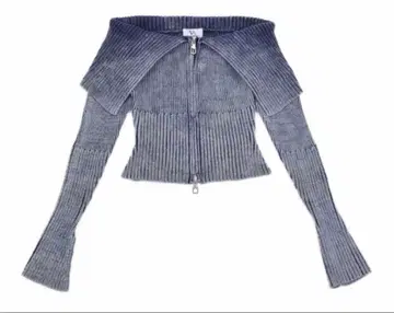 VOLCAN&APHRODITE ZIP 오프숄더 립 니트 Navy