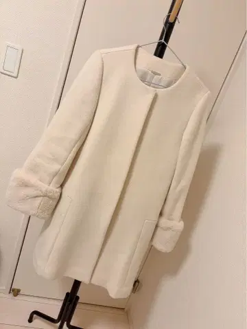 SNIDEL 아이보리 플리스 롱 코트