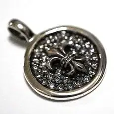 목걸이 펜던트 Silver 백합 문장 가문 코인형 펜던트