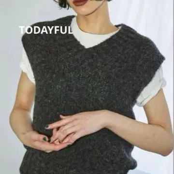 TODAYFUL 모틀 야른 니트 베스트 차콜 그레이