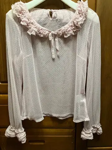 핑크하우스 도트 튤 상의