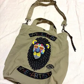 MULGA 모 자수 백 카키 오키나와 훼미리마트 한정판