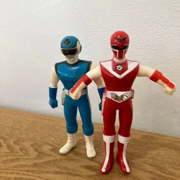 [ 골동품 ] 빛의 전사 마스크맨 레드 블루 소프트 비닐