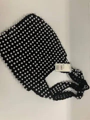 빈티지 센추리 블랙 코튼 펄 숄더백