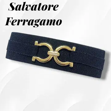 [ 컨디션 최상 ] Ferragamo 머리핀 간치니 네이비 그로그랭
