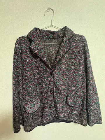 멀티 컬러 니트 자켓 긴팔