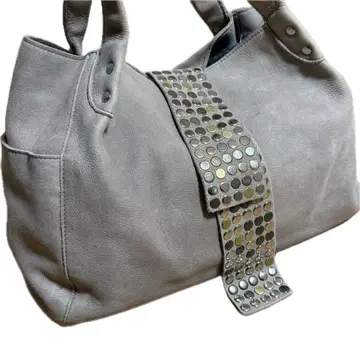 TRES 빈티지 스터드 [ 소가죽 ] 가죽 토트백 Y2K 그레이