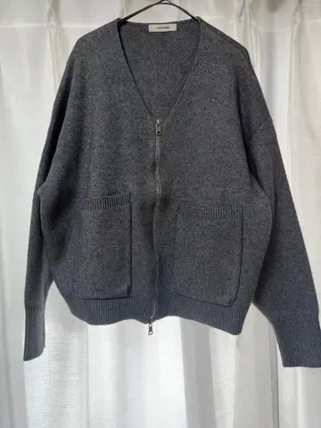 safari knit zip cardigan/gray