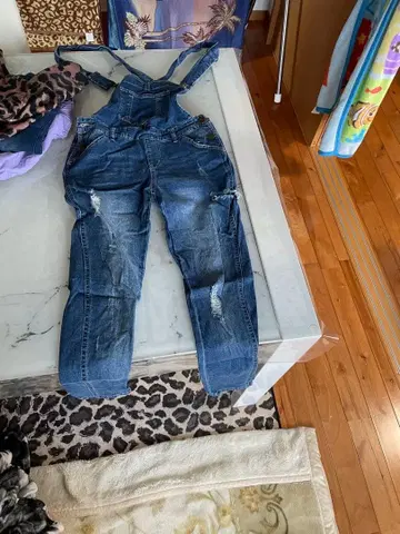 데미지 가공 다크 블루 오버롤 S