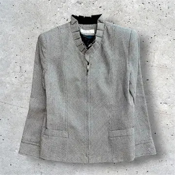 빈티지 노카라 집업 자켓 그레이 고급스러운 깔끔함