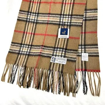 새상품 미사용 택 포함 캐시미어 100% 머플러 베이지 체크 무늬