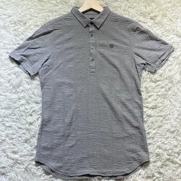 세인트앤드류스 반팔 피케 셔츠 그레이 자수 원 포인트 남성용 L