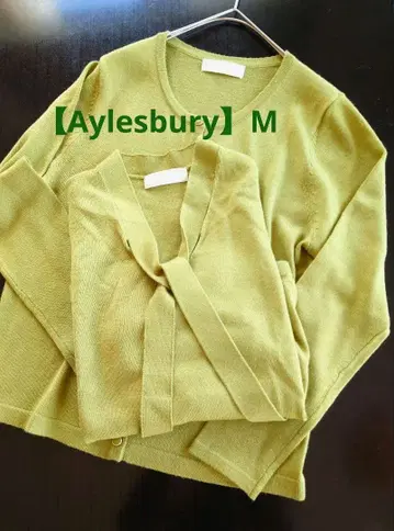 [ Aylesbury ] 올리브 그린 보우 타이 넥 앙상블 M