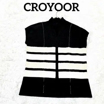 새상품급 [ CROYOOR ] 고급 카라 부착 엘레강트 니트 블랙 스팽글