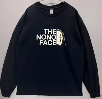 남녀 공용 더.노노페이스 패러디 긴팔 티셔츠 롱 티 재미있는 티 유머 티